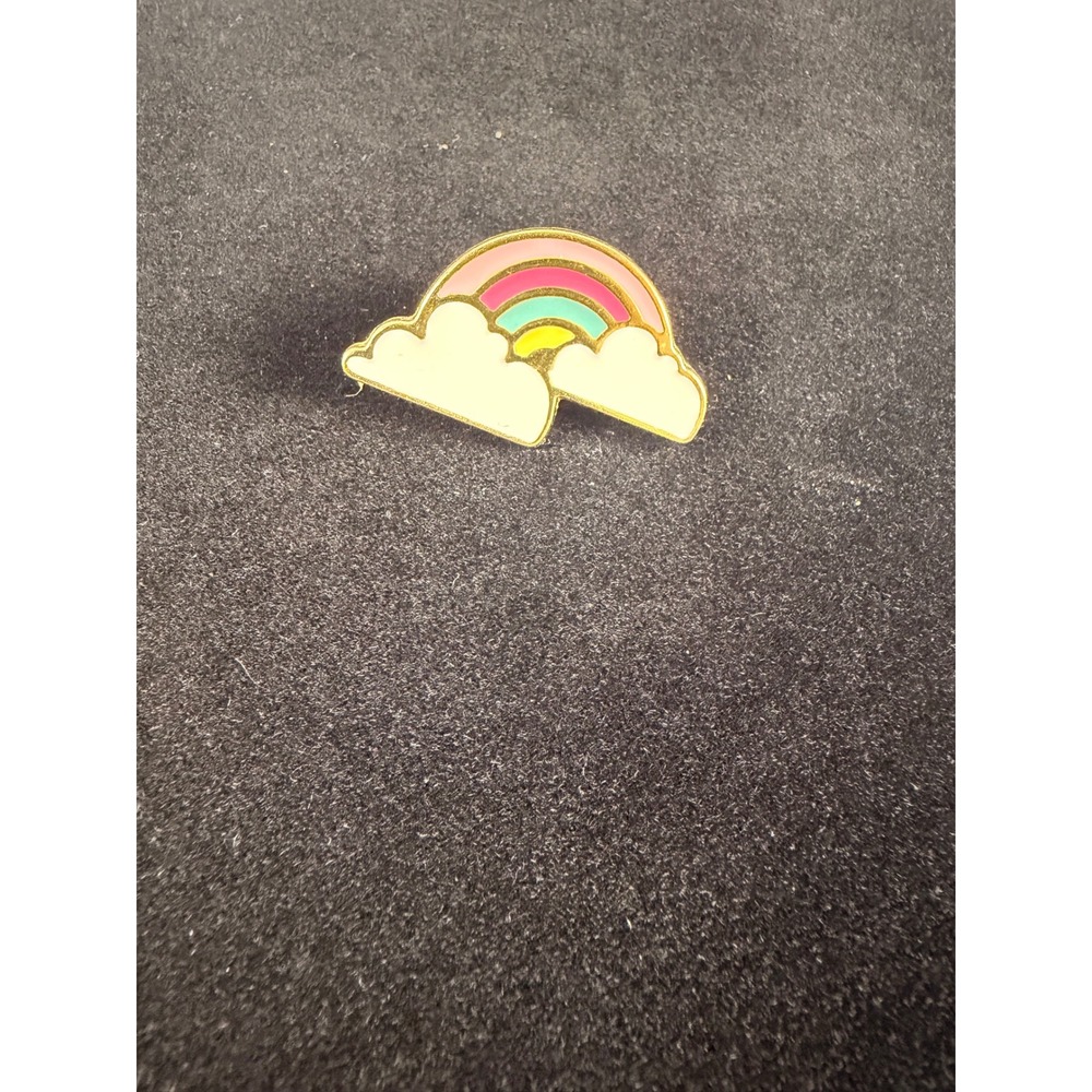 Hallmark Enamel Pin OS Gold Rainbow Clouds Colorful Lapel Hat Accessory HMK LIC